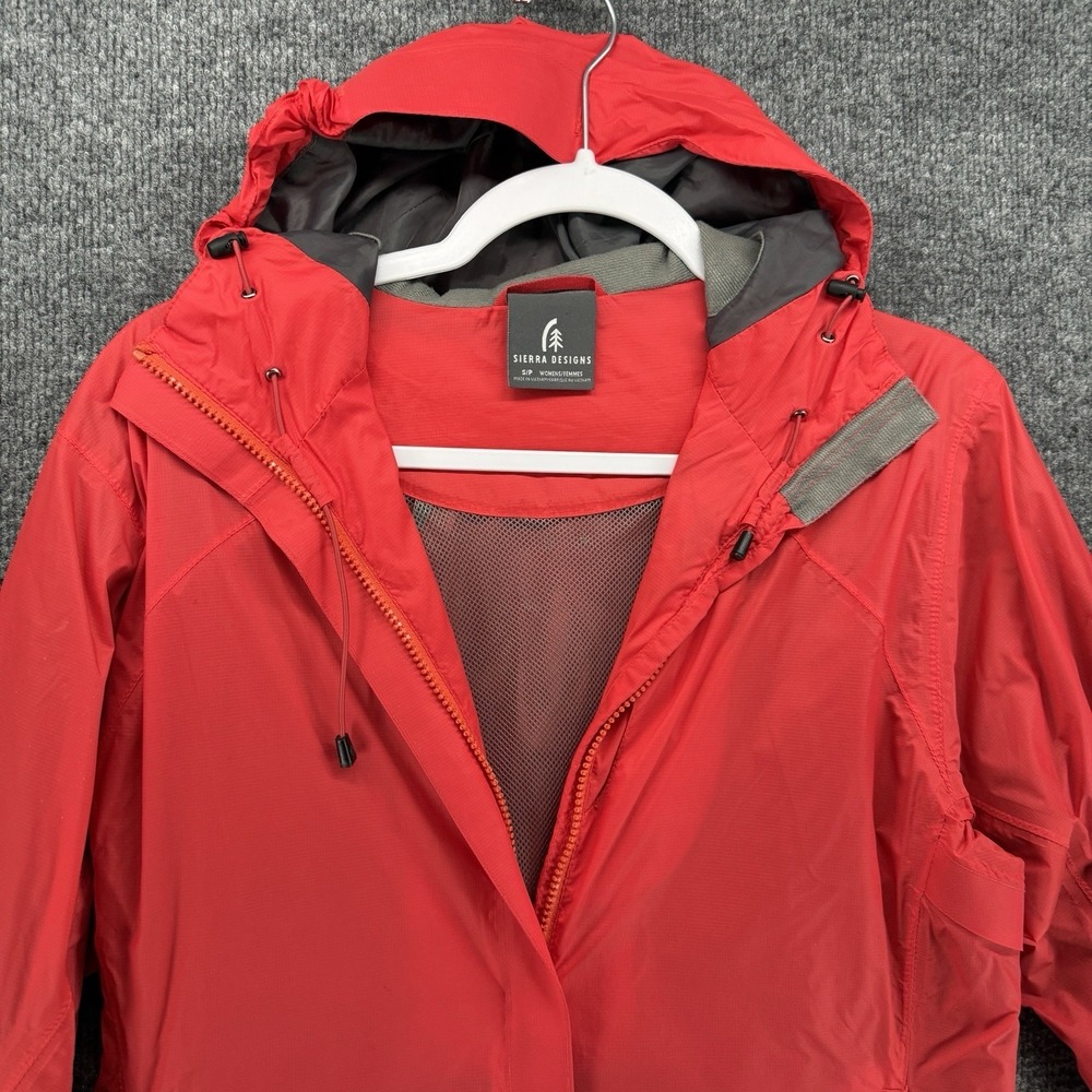 Sierra Designs Jacket Womens S Red Full Zip Long Sleeve Hoodie Windbreaker Rain - Picture 2 of 11